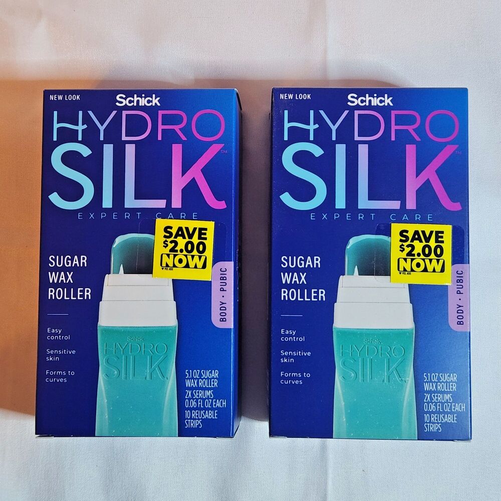 2 Pack Schick Hydro Silk Sugar Wax Roller 5.1 oz Body Pubic Sensitive Skin New